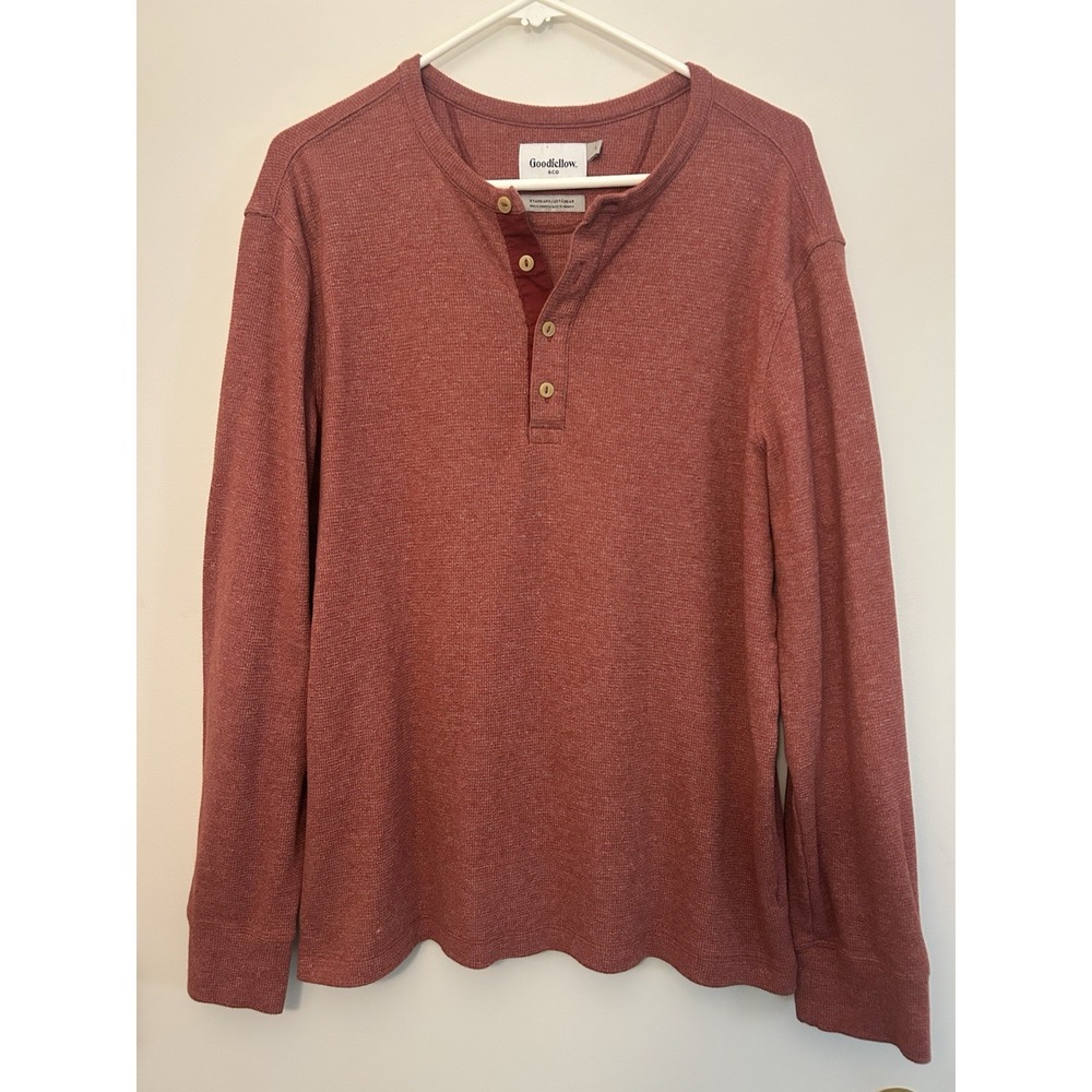 Goodfellow & Co Standard Henley Long Sleeve Top Tee Shirt Cotton Pullover Mens L